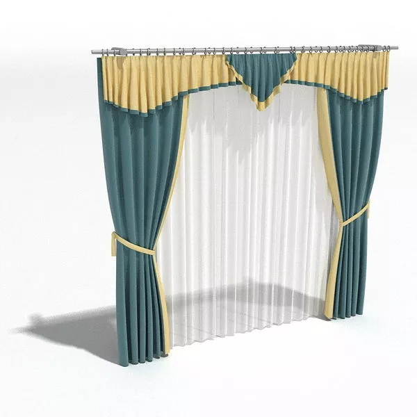 Windows Drapes With Swag Sheer Curtain 3d model Windows Drapes With Swag Sheer Curtain 3d model