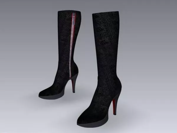 Brown Leather Boot 3d model