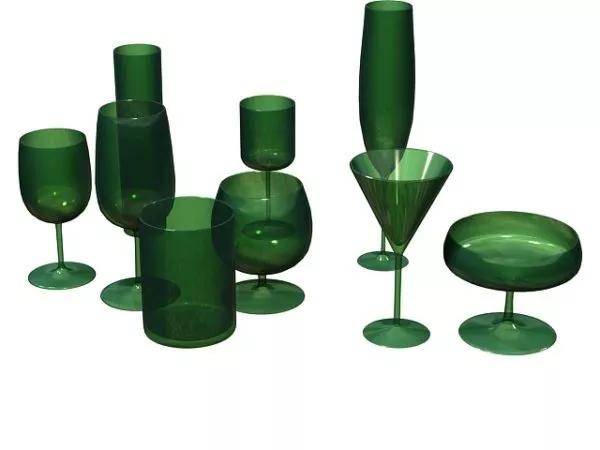 Glassware With Candles Decoration 3d model