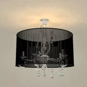 Black Drum Shade Pendant Chandelier 3d model
