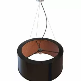 Brown Drum Shade Pendant Fixture 3d model