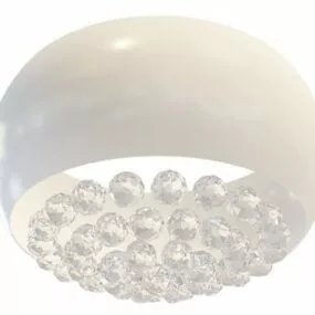 Pearl Drum Shade Crystal Light Fixture 3d model