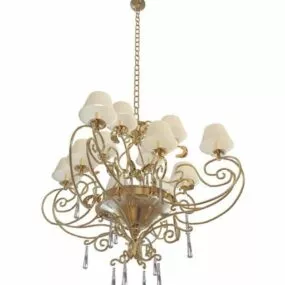 Dutch Brass Chandelier Living Room 3d model