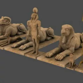 Egyptian Statues Collection 3d model