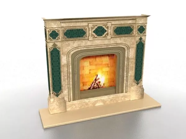 Modern Flat Fireplace 3d model