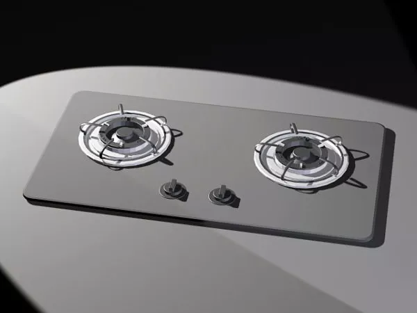 2 Burner Gas Cooktop Stove 3d model