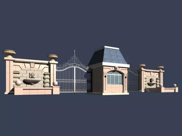 Steel Gate Door With Column 3d model