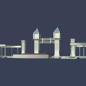 Entrance School Gate Building 3d model
