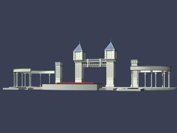 Medieval Defense Building Gate Fence 3d model