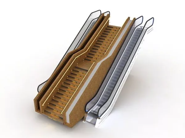 Supermarket Escalator With Stair 3d model Supermarket Escalator With Stair 3d model