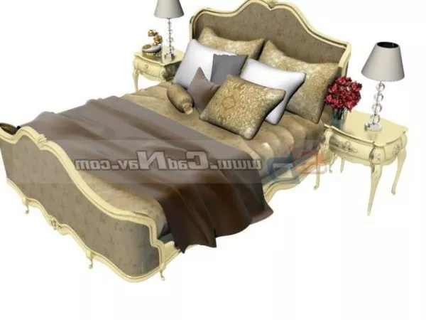 Classic European Bed And Bedside Tables 3d model Classic European Bed And Bedside Tables 3d model