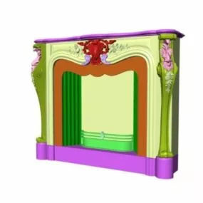 European Vintage Marble Fireplace 3d model