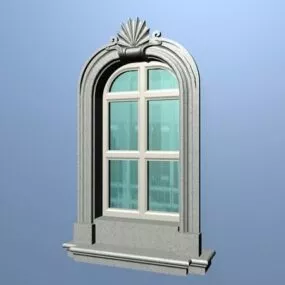 Old Style European Window With Trim 3d model