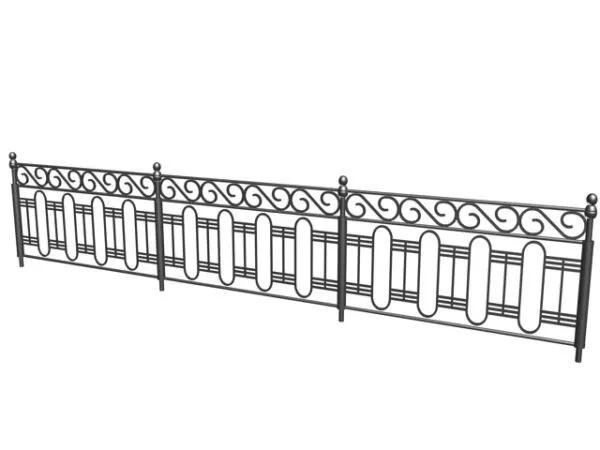 Wrought Iron Fence Classic Style 3d model