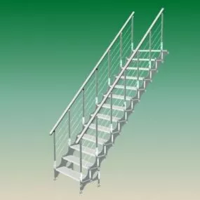 Office Building Exterior Steel Stairs 3d model