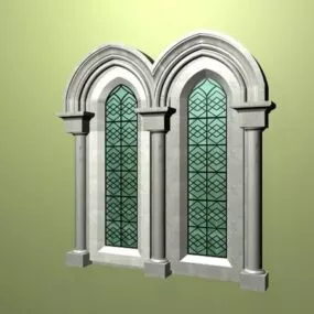 Western Window With Trim Moldings 3d model