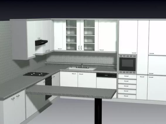Corner L Shape Kitchen Design 3d model Corner L Shape Kitchen Design 3d model