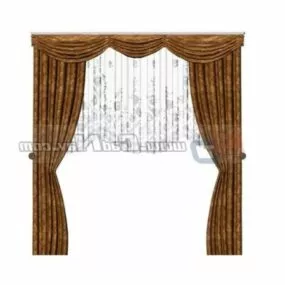 Fabric Sheer Window Curtain Drape Valance 3d model