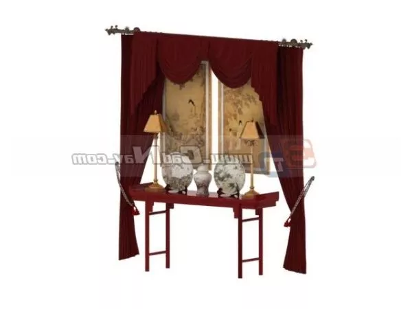 Antique Fabric Valance Window Curtain 3d model Antique Fabric Valance Window Curtain 3d model