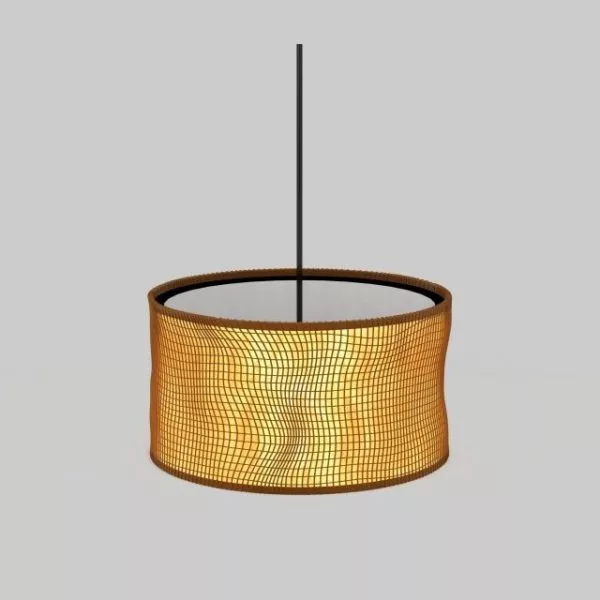 Fabric Yellow Drum Shade Pendant Lamp 3d model Fabric Yellow Drum Shade Pendant Lamp 3d model