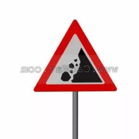 Falling Rocks Traffic Road Signs 3d model