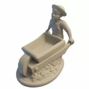 Stone Farmer Boy Statue 3d model