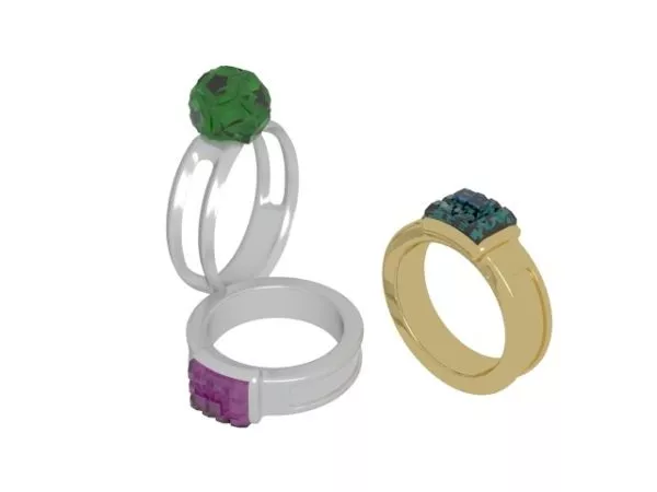 Gemstone Ring Set 3d model