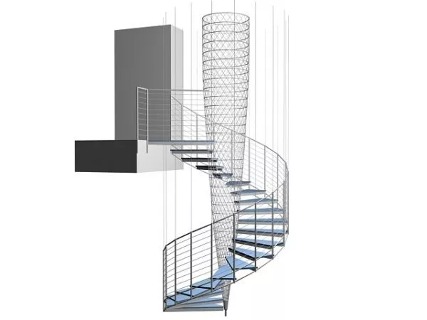 Straight Staircase Equipment With Handrail 3d model