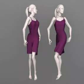 Female Mannequin Violet Dress 3d model