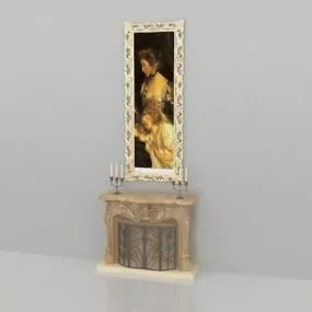 Fireplace And Picture Frame 3d model