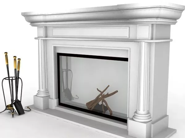 Antique Fireplace With Tools 3d model Antique Fireplace With Tools 3d model
