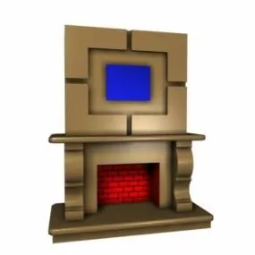 Home Antique Fireplace Decorating Ideas 3d model