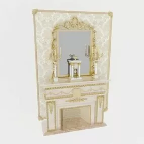 Stone Fireplace Wall Units Design 3d model