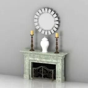 Home Fireplace And Mantel Decorations 3d model