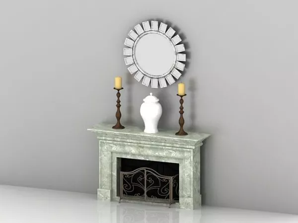 Home Fireplace And Mantel Decorations 3d model Home Fireplace And Mantel Decorations 3d model