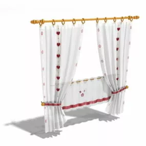 Flat Panel Curtain With Straps 3d model