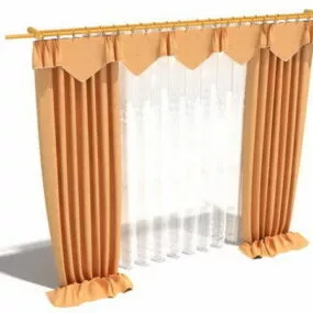 Door Drapes With Valance 3d model