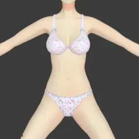 Floral Bra And Panty Fashion 3d model