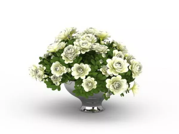 Home Flowers In Decorative Planter 3d model Home Flowers In Decorative Planter 3d model