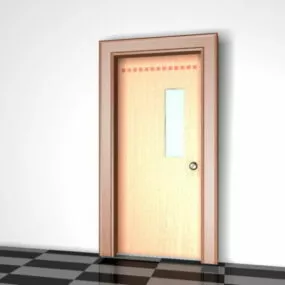 House Flush Door With Glass 3d model