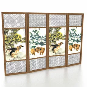 Folding Screen Furniture Room Divider 3d model