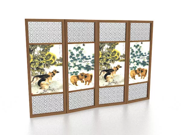 Folding Screen Furniture Room Divider 3d model Folding Screen Furniture Room Divider 3d model