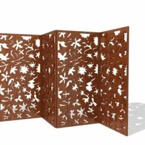 Folding Carved Wood Room Divider 3d model