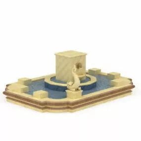 Western Fountain With Pool 3d model