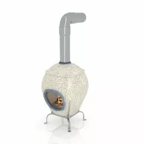Free Standing Metal Fireplace 3d model
