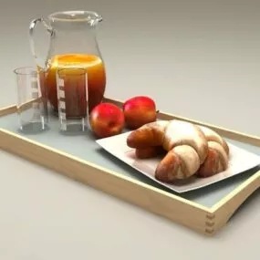 French Breakfast Food Set 3d model