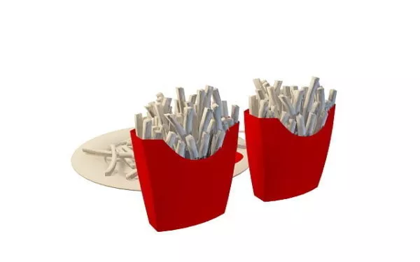 Fast Food Fries Bag And Plate 3d model Fast Food Fries Bag And Plate 3d model