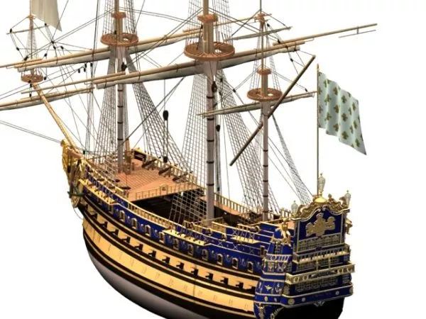 Vintage Warship Ironclad 3d model