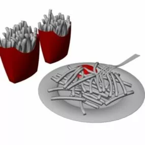 French Dinner Fries Food 3d model