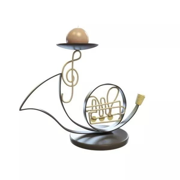 Art Candlestick Frame With Fire 3d model